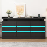 Hlivelood 9 Drawer Dresser with Power Outlet & LED Light, Modern Chest of Drawers for Closet Modern Large Dresser Organizer Cabinet for Bedroom, Living Room, Black Hlivelood