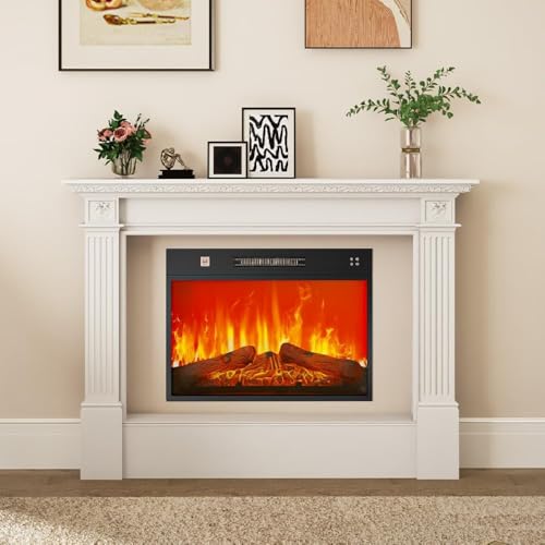 YITAHOME 24" Electric Fireplace Insert, Fireplace Heaters with Log Set, Remote Control with Timer Control, Adjustable Temperature & 3 Flame Brightness, 1400W (24.2" W x 17.5" H) YITAHOME