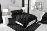Manfei Black and Gray Checkered Kids Comforter Set,Geometric Plaids Grids Simple Bedding Set All Season,Abstract Checkerboard Buffalo Squares Comforter 2 Pcs with 1 Pillowcase,Twin Size Manfei