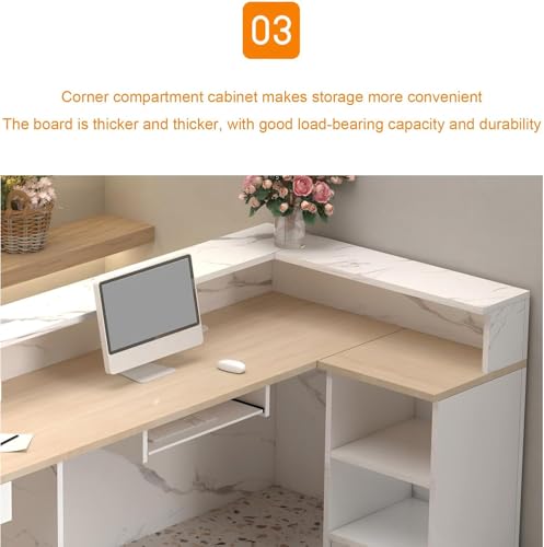 Modern L-Shaped Reception Desk, Front Office Reception Counter for Lobby, Office, SOHO, Retail Stores – Modern Peception Desk,Durable & Easy to Install Generic