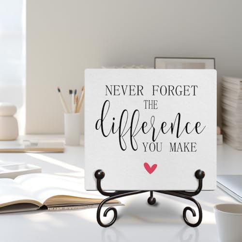 Inspirational Positive Quotes Office Wooden Signs Gift, Farmhouse Living Room Shelf Desk Decor Plaques, Thoughtful Wooden Sign Gift for Girl Friends Coworker, 5 X 5 Inches-B12 LeFohLon