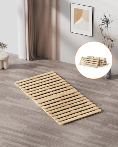 Meulbaty Bed Plate, Guest Tatami Bed Frame,Japanese Tatami Mat, Foldable Wood Slatted Floor Bed Frame for Futon Mattress, Breathable Moisture-Proof Floor Sleep Bedding (Twin) Meulbaty