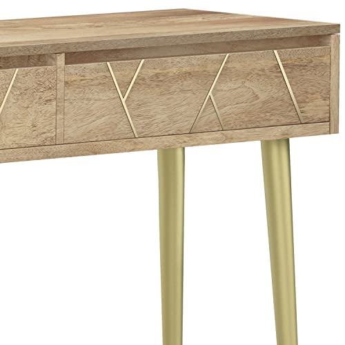 SIMPLIHOME Jager Solid Mango Wood and Metal 48 Inch Wide Contemporary and Mid Century Console Table in Natural, for The Living Room, Entryway and Bedroom SIMPLIHOME