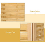 HOMCOM 3 Panel Room Divider, 5.5' Tall Bamboo Portable Folding Privacy Screens, Hand-Woven Double Side Partition Wall Dividers for Home Office, Natural HOMCOM