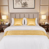 Cobedzy Gold Satin Bed Runner for King Size Beds(1.8m), 50 x 240cm(20" x 94") Jacquard Bed Scarf Satin Bedding Scarves for Hotel, Home, Guesthouse Cobedzy