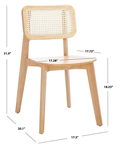 SAFAVIEH Home Collection Luz Coastal Natural Cane Rattan Set of 2 Dining Chair - WoodArtSupply