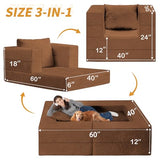 Cansunna Futon Sofa Bed with Pillow, 3-in-1 Sleeper Sofa Bed with Removable Cover, Convertible Floor Sofa Bed, No Assembly Boneless Couch for Living Room, Bedroom Cansunna