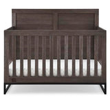 Simmons Kids Foundry 6-in-1 Convertible Baby Crib, Rustic Grey with Matte Black Delta Children