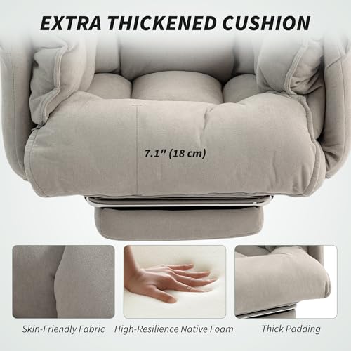 HOMCOM Executive Office Chair Comfy with Foot Rest, Reclining Swivel Computer Desk Chair with High Back, Thick Cushion, Padded Armrest, Adjustable Height, Rolling Wheels, Light Taupe Gray HOMCOM