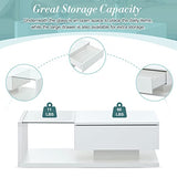 Merax Coffee Table, 2-Tier Rectangular Coffee Table with Tempered Glass, Modern Cocktail Table with High-Gloss UV Surface, Minimalist Design Center Table for Living Room, White Merax