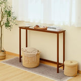 Mordchil HF Bamboo Narrow Console Table, 39.4"(L) Wood Small Entryway Table, Accent Slim Hallway Tables, Thin Sofa Side Tables for Hallway, Living Room, Bedroom, Foyer, Walnut Mordchil HF