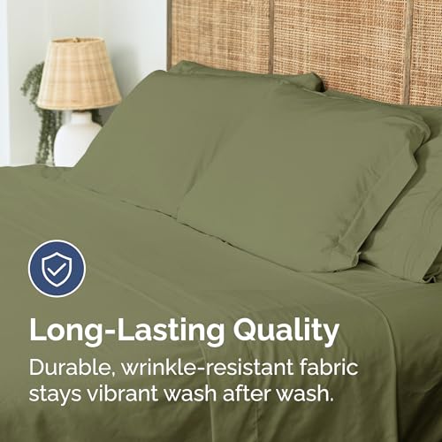 Queen Size Flat Sheet - Hotel Quality Top Flat Bed Sheet Only - Ultra-Soft, Breathable & Cooling - Fade & Wrinkle Free - Easy-Care, Stain & Shrink Resistant Bedding - Easy-Fit & Oeko-Tex - Sage Green CGK Unlimited