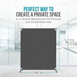 Steel-AID 50-inch Rolling Privacy Room Divider - Freestanding Office Wall Partition with Non See-Through Blackout Screen - Sturdy & Durable Iron Frame - Rolling Wheels - Black, White, Gray & Blue STEELAID