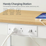 HOOBRO End Table with Charging Station and USB Ports, 3-Tier Nightstand with Adjustable Shelves, Small Side Table for Small Space in Living Room, Bedroom and Balcony, Natural and White WN112BZ01 HOOBRO