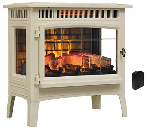 Duraflame Electric Infrared Quartz Fireplace Stove with 3D Flame Effect, Cream & Crackler