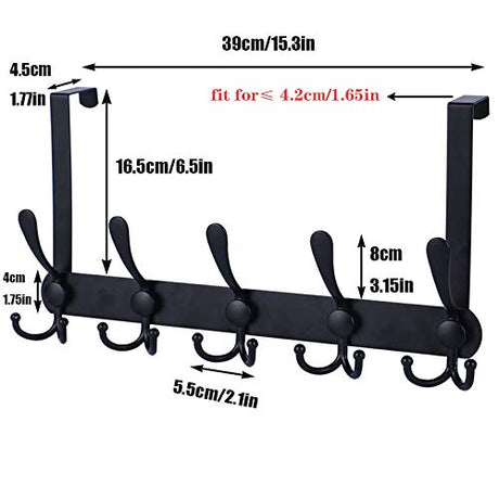 Encozy Over The Door Hooks,Coat Rack for Hanging Clothes Hat Towel (Heavy Duty Black 1pcs) … Encozy