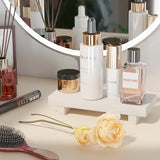 Greatseas Bathroom Tray Bathroom Decor, Small Bathroom Counter Organizer Wood Pedestal Stand, White Wood Tray for Kitchen Sink Vanity Countertop, Dish Soap Holder Display Risers 8.7" x 3.5" x 1.6" Greatseas