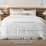 Bedsure Removable Cover with Comforter Duvet Insert Full - 4 Pieces White Prewashed Soft Bedding Set for All Seasons Use, Includes 1 Duvet Cover, 1 Comforter, 2 Pillow Shams Bedsure