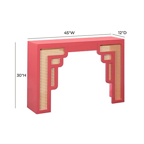 Tov Furniture Suzie Coral Pink & Rattan Console Table Tov Furniture