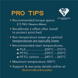 Diamondback Nozzles – AnkerMake M5 and M5C Compatible – Polycrystalline Solid Diamond Tip 3D Printer Nozzles, Improved Extrusion, Any Filament, Long Life, Wear Resistant, USA Made (0.4mm) US Synthetic