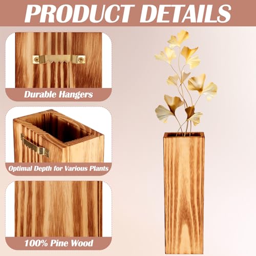 Yihurlm Wood Wall Planter for Indoor Plants,4 Pack Wooden Pocket Vase for Dried Flowers and Artificial Greenery,Modern Farmhouse Wood Wall Vase for Living Room Bedroom Bathroom Decoration (Br - WoodArtSupply