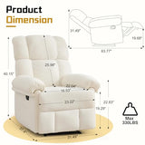 Korser Recliner Chair, Living Room Chairs for Adults, Thick Upholstered Manual Recliner with Side Pockets, Small Recliner for Small Spaces, Lounge Chair for Nursery Bedroom Apartment RV, Chenille