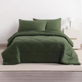 NTBAY Twin Comforter Set with Sheets, 5 Pieces Soft and Breathable Twin Bedding Set, Twin Bed in a Bag, Down Alternative Comforter Set Solid Color All Season, Kids Bedding Set, Olive Green NTBAY