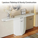 Tribesigns Modern White Console Table, 63 inch Wooden Entryway Sofa Table with Geometric Base, Contemporary Accent Console for Entry, Entrance, Foyer Tribesigns