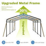 12’x20’x8.7’ Metal Carport, Heavy-Duty Steel Frame Car Shelter with Galvanized Steel Roof, All-Weather Carport Garage with Enhanced Base for Pickup, Boat, Car and Tractors LINKHOO