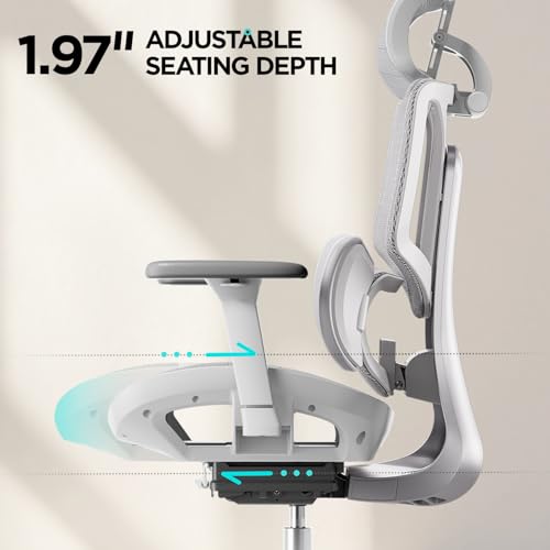 Hbada E3 Air Ergonomic Office Chair, Big and Tall Office Chair - with 3-Zone Dynamic Lumbar Support, 3D Adjustable Headrest, 3D Adjustable Armrests, Swivel, Grey(No Footrest) Hbada