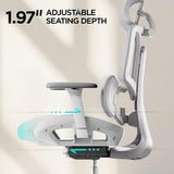 Hbada E3 Air Ergonomic Office Chair, Big and Tall Office Chair - with 3-Zone Dynamic Lumbar Support, 3D Adjustable Headrest, 3D Adjustable Armrests, Swivel, Grey(No Footrest) Hbada