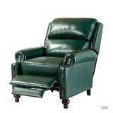 HULALA HOME Genuine Leather Wingback Recliner Chair with Thick Cushioned Seat, Traditional Push Back Leather Recliner with Nailhead Trim, Green