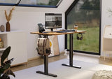 Claiks Electric Height Adjustable Stand Up Desk, 35x20 Inches Sit Stand Desk for Home Office, Rustic Brown Top/Black Frame Claiks