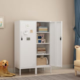Steehoom Metal Cabinet with Lock Steel Storage Locker Lockable 4 Tier Bathroom Cabinet Changing Room Employee Locker for Home, Office, School, Gym, Garage (White, 15.75" D x 15.75" W x 49.21" H) Steehoom