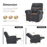 MCombo Compact Wall Hugger Power Recliner Chair for Small Spaces, Dual USB-A/C Ports, Rolled Arm Recliner for Living Room & RV, Fabric PR520 (Fabric, Dark Grey, Small)