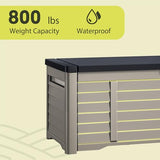 YITAHOME 120 Gallon Large Outdoor Storage Deck Box, Waterproof Cushion Storage Bench with Lockable Lid for Patio, Pool Supplies, Garden Tools, Resin, Black & Brown YITAHOME
