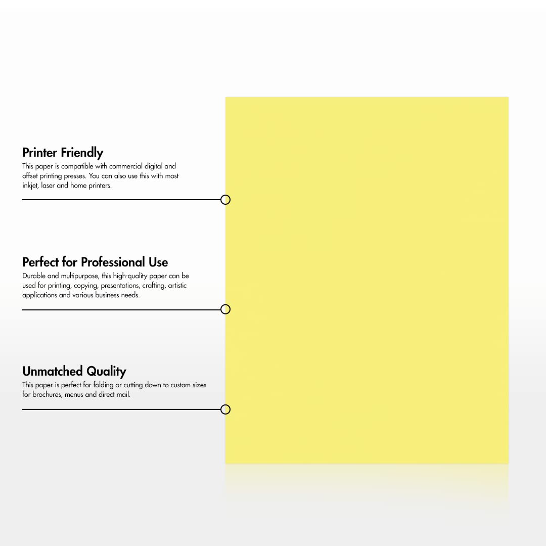 LUXPaper 8.5" x 11" Paper | Letter Size | Pastel Canary Yellow | 60lb. Text | 50 Qty