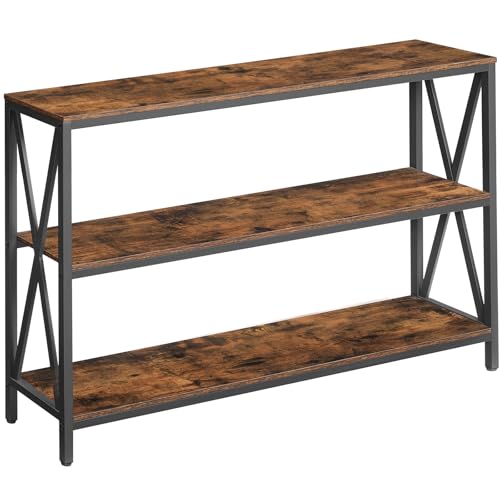 MAHANCRIS 47.2" Sofa Table, Industrial Console Table, 3-Tier Narrow Side Table with Open Shelves, Foyer Table for Entryway, Hallway, Kitchen, Living Room and Bedroom, Rustic Brown CTHR800201 MAHANCRIS