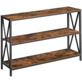 MAHANCRIS 47.2" Sofa Table, Industrial Console Table, 3-Tier Narrow Side Table with Open Shelves, Foyer Table for Entryway, Hallway, Kitchen, Living Room and Bedroom, Rustic Brown CTHR800201 MAHANCRIS
