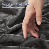 PHF Crushed Velvet Comforter Set King Size, 5-Piece Luxury Winter Bedding Sets with 2 Euro Shams, Heavyweight Warm Fluffy Velvet Bed Spread, Glam Home Decor, Grey PHF