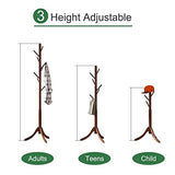 kiplant Bamboo Wood Coat Rack Stand, Freestanding Coat Tree with 8 Hooks, Hallway Entryway Hat Hanger Organizer Standing for Bedroom, Office, Clothes, Jackets, Bags, Umbrallas kiplant