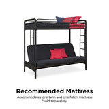 DHP Twin-Over-Futon Convertible Couch and Bed with Metal Frame, Ladder and Guardrails - Black DHP