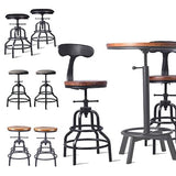 Diwhy Industrial Vintage Bar Stool,Kitchen Counter Height Adjustable Screw Stool,Swivel Bar Stool,Metal Wood Stool,27 Inch,Fully Welded Set of 2 Diwhy