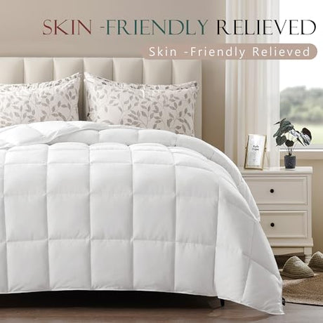 ACCURATEX Lightweight Duvet Insert King Size - Summer Bedding Comforter - 250GSM Filled Thin Duvet - Soft & Breathable, Quilted Comforters with 8 Tabs,White,King 104x90 Inches ACCURATEX