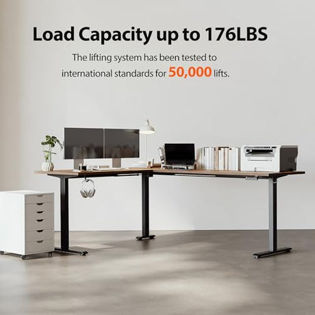 Agilestic L-Shaped Standing Desk Adjustable Height, Electric Corner Standing Desk, Sit Stand Up Desk, 75x61 inch Sit Stand Computer Table, Rustic Brown Agilestic