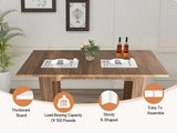GarveeHome 63 Inch Farmhouse Dining Table with 4 Storage Shelves, Seats 4-6, Rustic Wooden Rectangle Kitchen Table for Dining Room, Living Room, Eazy Assembly, Walnut GarveeHome