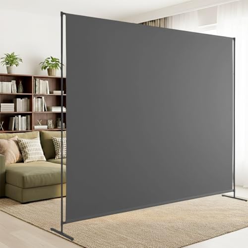 Room Divider, 72x72Inch Large Single Panel Privacy Screen for Room Separation,Free Standing Partition Wall with Thickened Fabric,Portable for Office,Bedroom,Patio,Gray FCCRETA