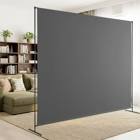 Room Divider, 72x72Inch Large Single Panel Privacy Screen for Room Separation,Free Standing Partition Wall with Thickened Fabric,Portable for Office,Bedroom,Patio,Gray FCCRETA