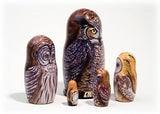 North American Owls 5 Piece Russian Wood Nesting Doll Matryoshka Stacking Dolls Golden Cockerel