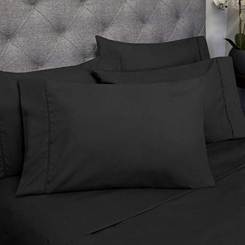 Twin Size Bed Sheets - 4 Piece 1500 Supreme Collection Fine Brushed Microfiber Deep Pocket Twin Sheet Set Bedding - 1 EXTRA PILLOW CASES, GREAT VALUE, Twin, Black Sweet Home Collection
